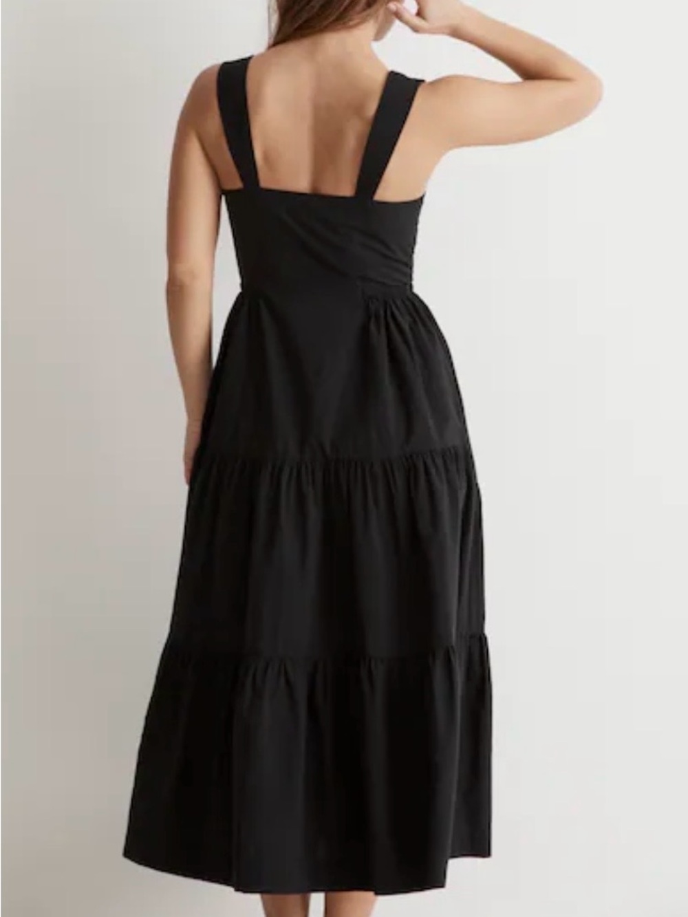 Madewell Black Button-Front Tiered Midi Dress - Picture 2 of 6